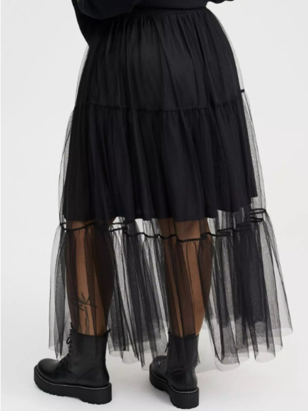 Torrid Tiered Tulle Maxi Skirt Deep Black Size 1 Gothic Fairycore - Picture 5 of 5